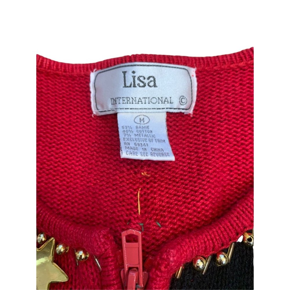 Ugly Christmas Holiday Party Sweater Color Block Snowman Trees Jingles Sz Medium - Picture 3 of 11